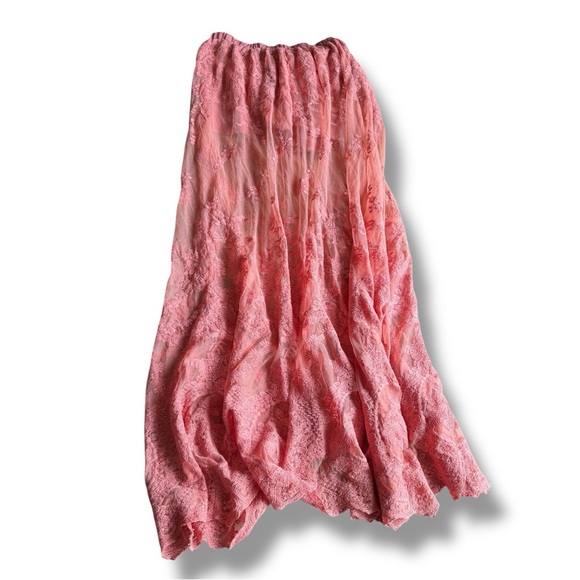 🍑 NWOT Entro Peach/Coral Lace Maxi Dress w/ lined Shorts - Picture 5 of 15